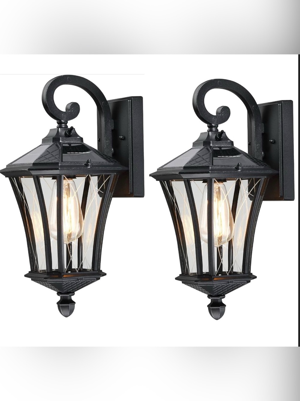 Set of 2  16" Solar Wall Lights Outdoor, Dusk to Dawn Exterior Lighting Fixtures